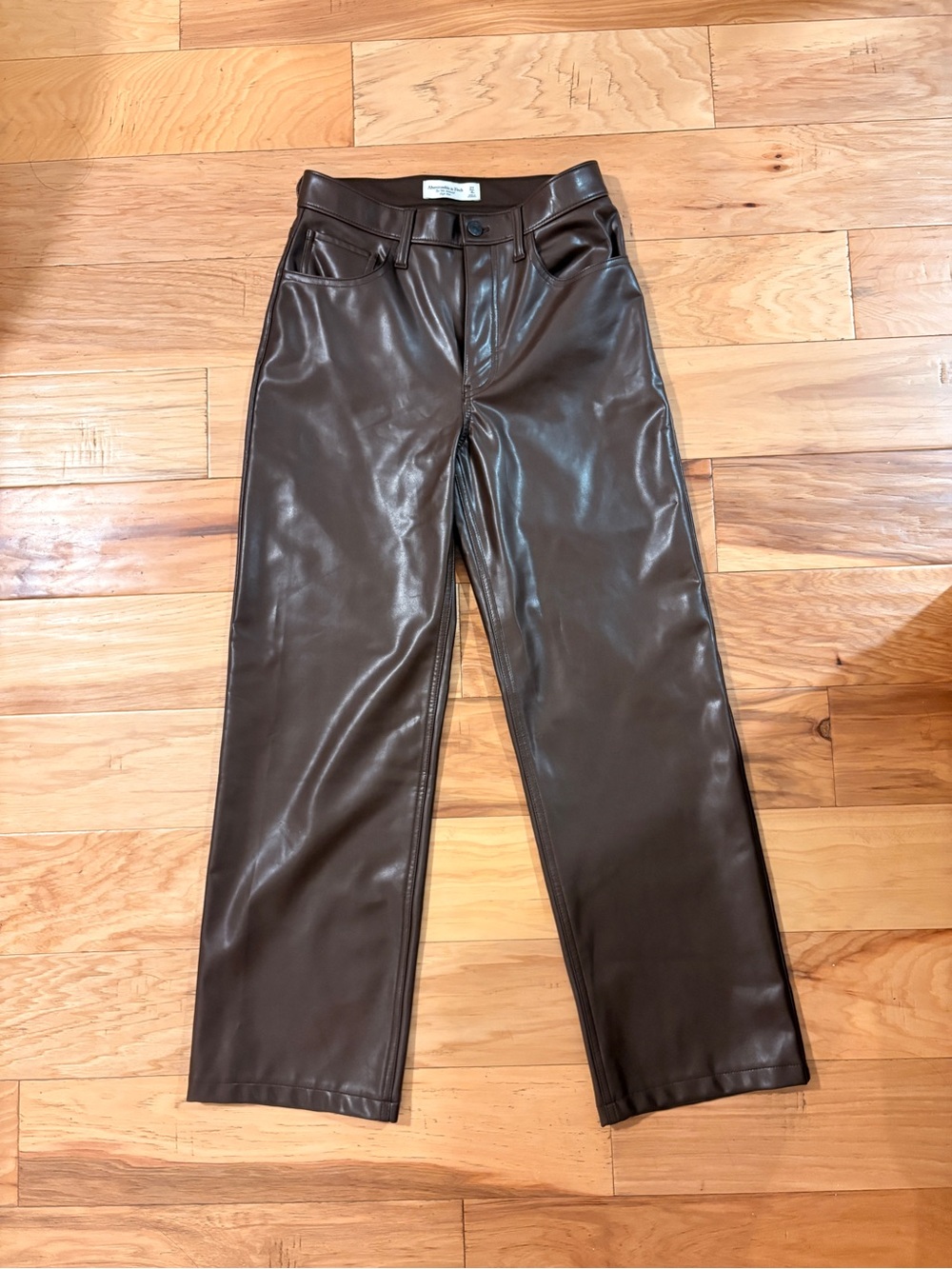 Abercrombie & Fitch Brown Faux-Leather Wide Leg Pants size 4S
